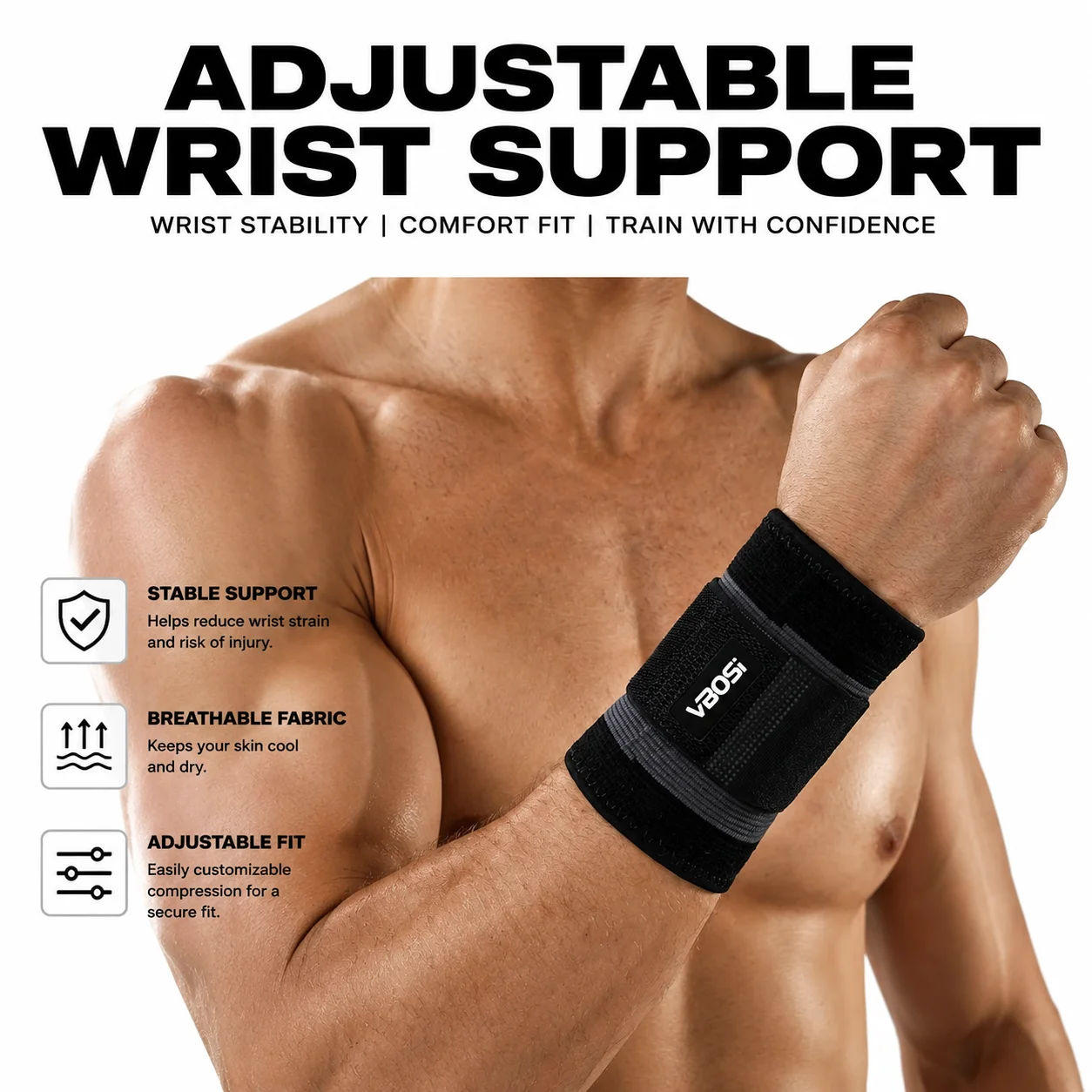 Crossfit Workout Gear - VBOSI Verstelbare Polsbandages Ondersteunende Brace Ademende
