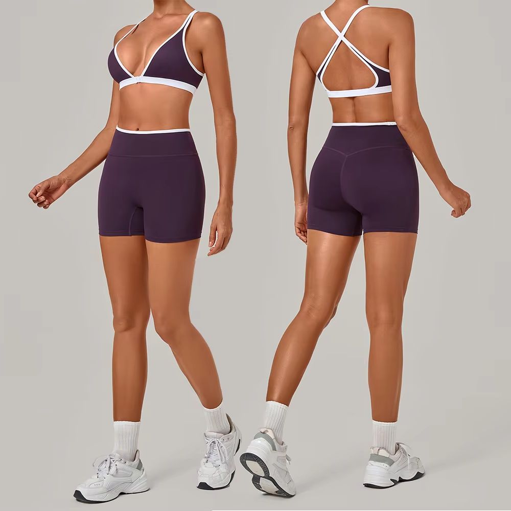 Crossfit Workout With Equipment - Dames 2-delige yogaset, diepe V-hals, gekruiste