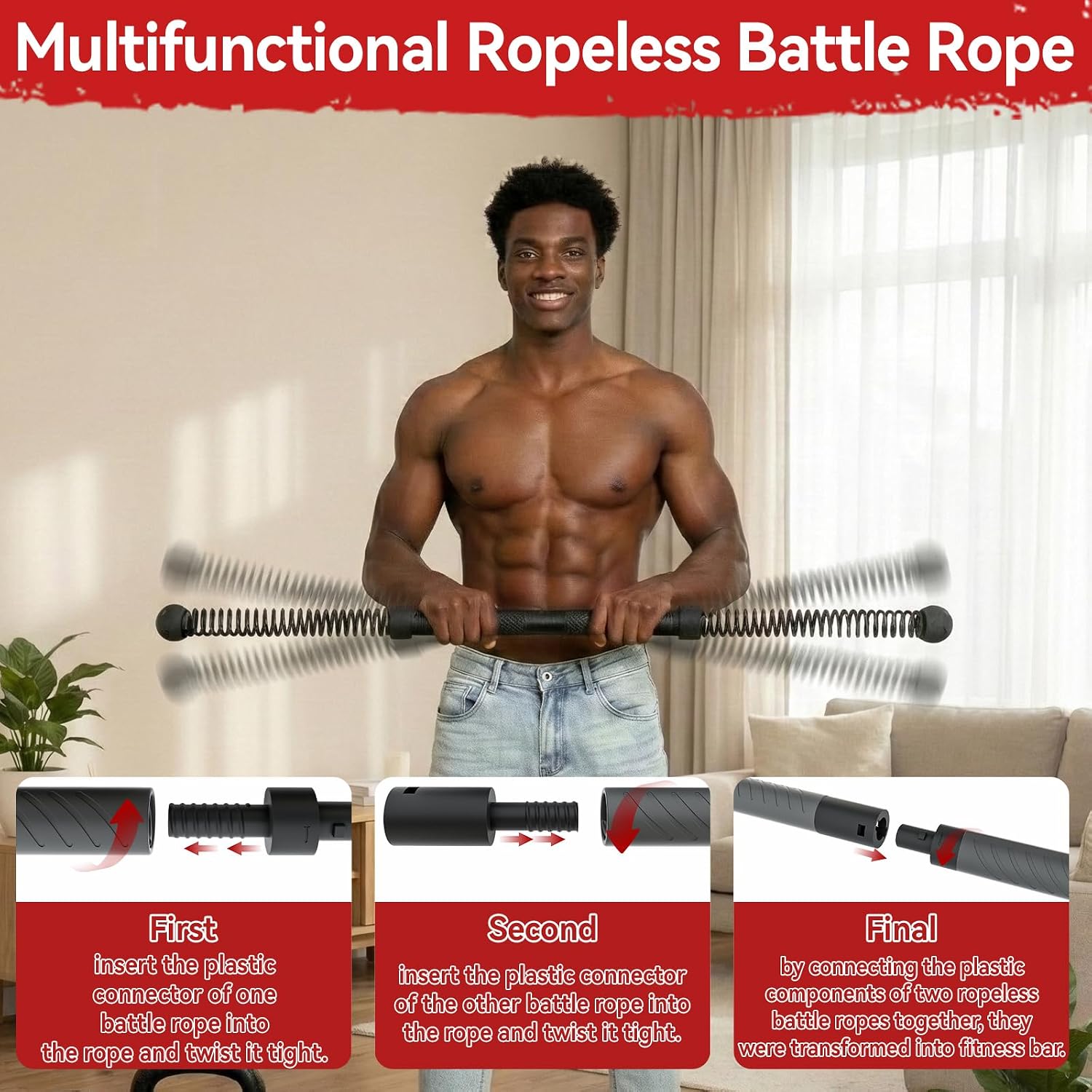 Crossfit Workout Gear - 2-in-1 Verbeterde Draadloze Battle Rope Power